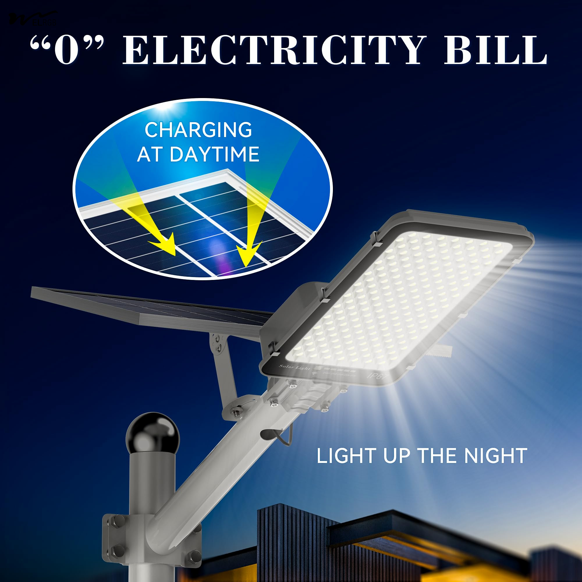 Outdoor Solar Street Light Waterproof Dusk to Dawn Solar Floodlight with Remote Control
