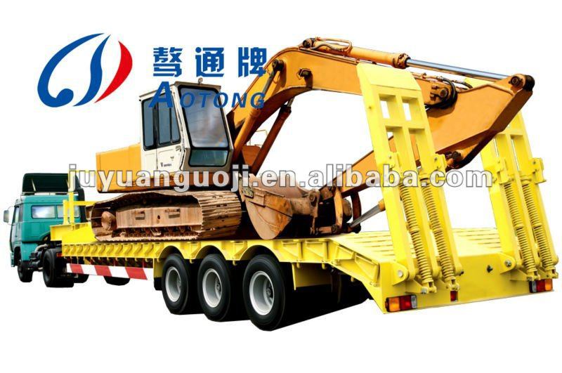 60ton Max Payload 3 Axles Gooseneck Lowbed Truck Trailers for Excavator Transportation