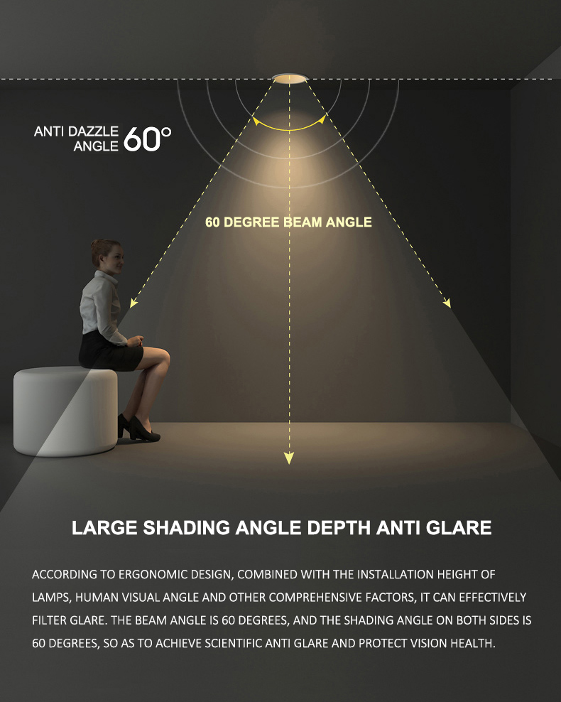 Anti Dazzle Round Recessed Downlight Ip44 6000K Embedded Ceiling Light