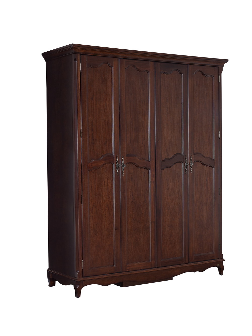 Rubber Wood Furniture Thailand solid wood King/Queen Bed in Leisure American style with Nightstand and Wardrobe