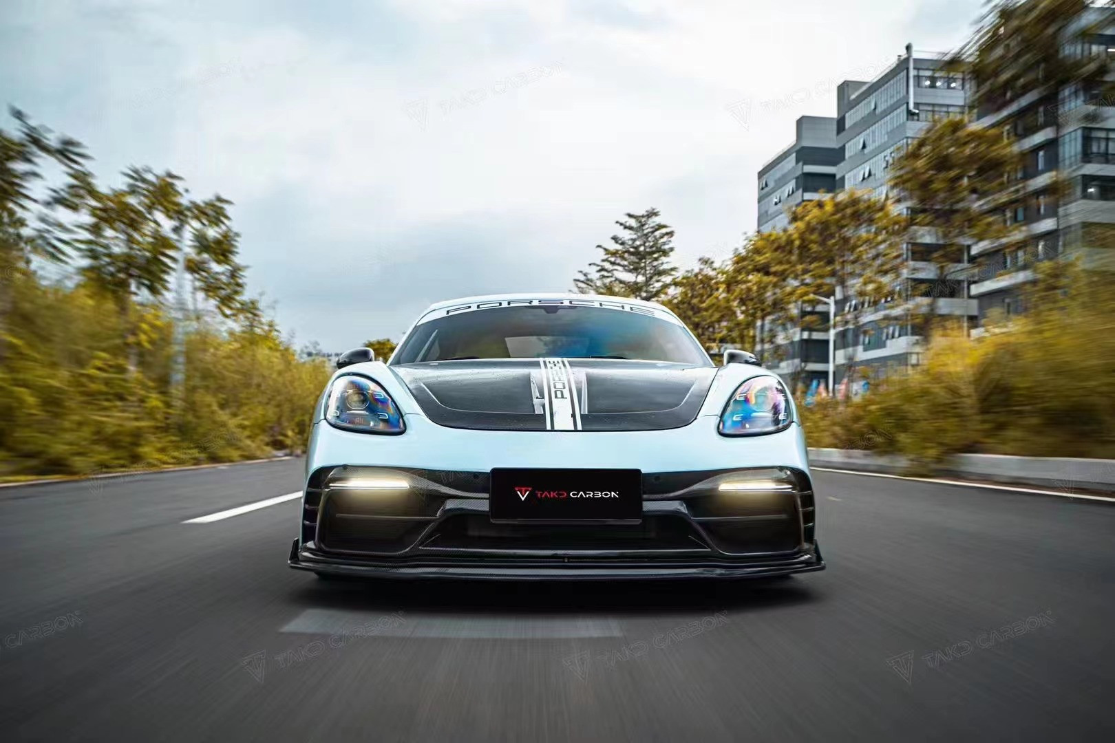 Lake Blue GTS Porsche Body Kit 718 Side Skirt 2017 - 2019 Bumper Spoiler