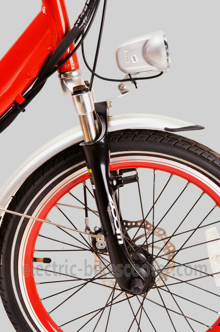 Red Citizen Lightweight Electric Folding Bike 20 Inch 36V 250W V Brake