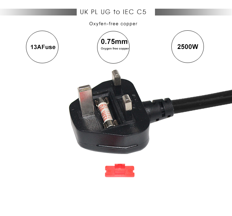 16A BS Standard Electric Power Cord With 3*1.5 Cable And Surge Protection To IEC C5