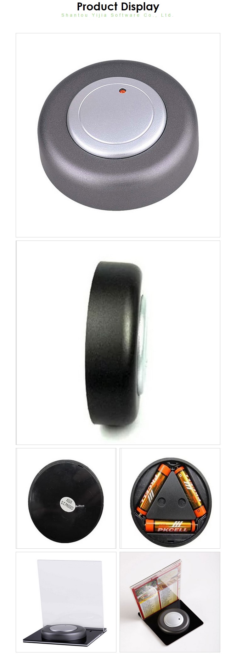 260-433MHZ one key wireless service round button call waiter for restaurant,hospital , hotel and so on