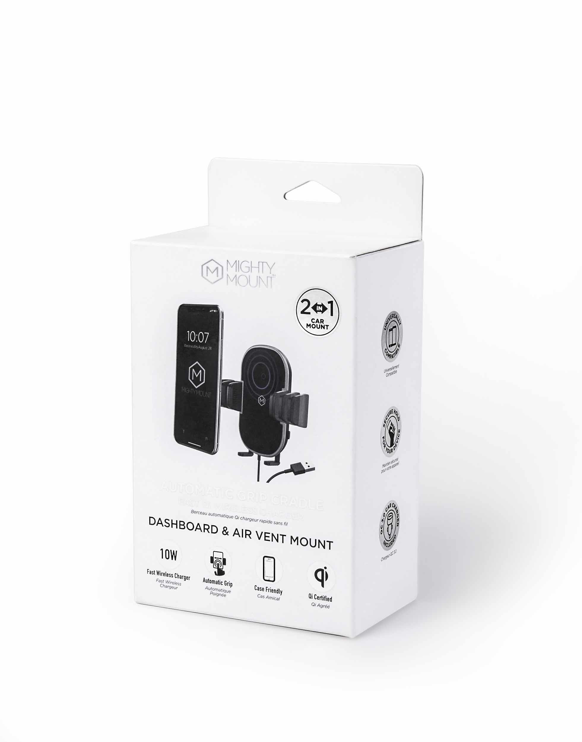 Silver Foiled Wireless Charger Tempered Glass Packaging Box With Hanging CMYK Printing