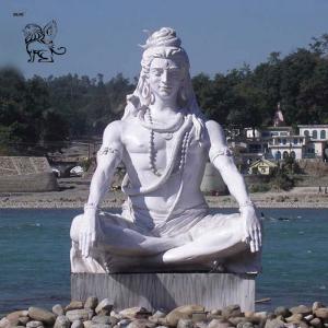 Buy cheap BLVE White Marble Life Size Lord Shiva Garden Statues Stone Sculpture Hindu God Large Outdoor Religious product