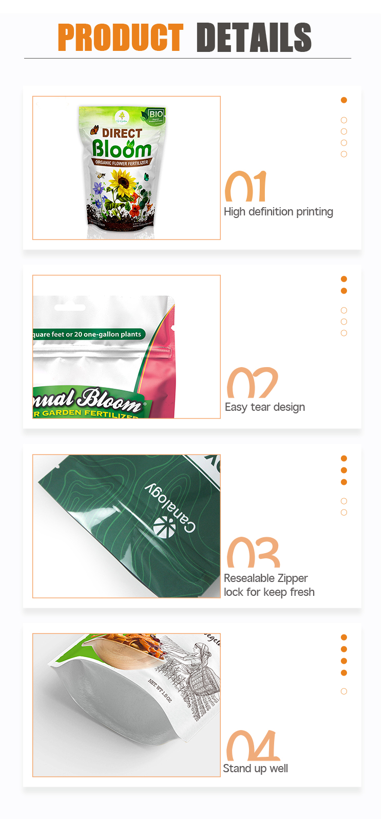 50Lb 10kg 20kg Plastic Fertilizer Packaging Bag CPP Fert Enhance Stand Up Pouch Packaging