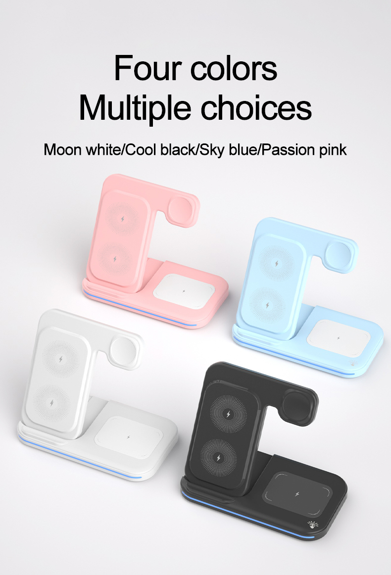 15W Fast Charging Multifunction 3 In 1 Foldable Wireless Charger Stand For Iphone 15 14 13 11 Pro Max