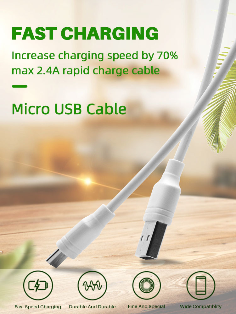 3m PVC Micro USB Data Transfer Cable Quick Charge