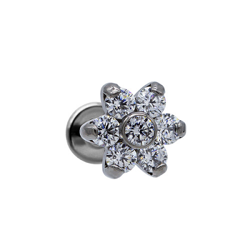 Colorful Crystal Titanium Piercing Jewelry Internal Thread Labret Style Nose Ring