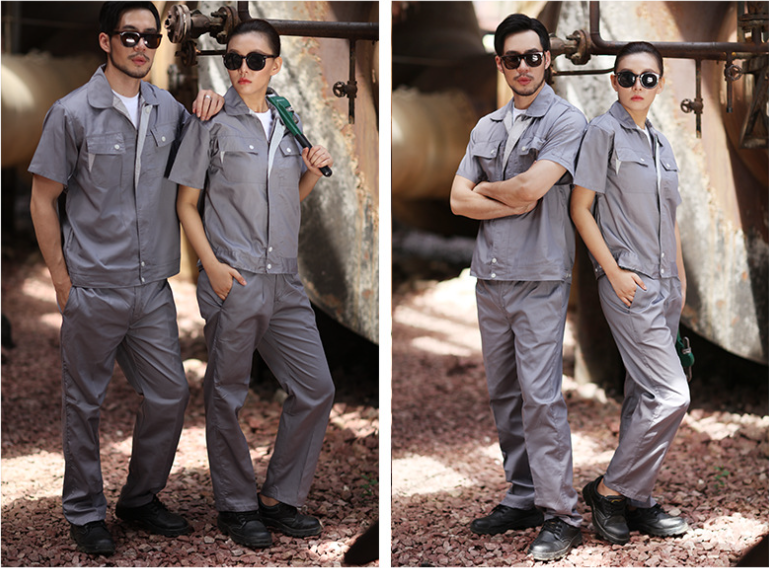 Customized Unisex Cotton Work Clothes for Men and Women Two Pieces Industrial Uniform
