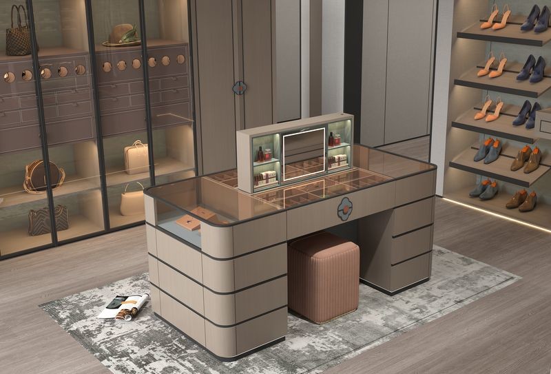 Traditional Chic Versatile Open Walk In Closet With Glass New Chinese Style
