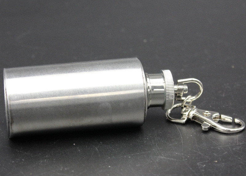 Portable Cylindrical Hip Flask , Small Wine Jug 2 Ounce Bottle With Key Fob