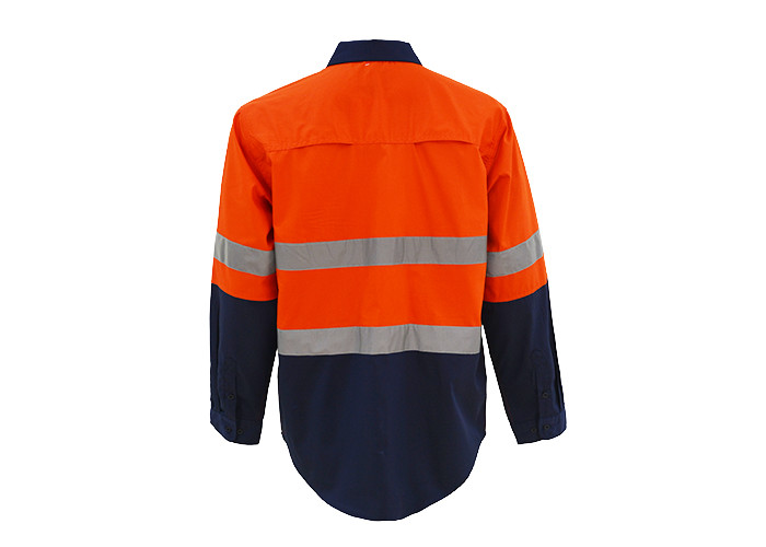 Contrast Colors Hi Vis Waterproof Workwear , Comfortable Safety Work Shirts
