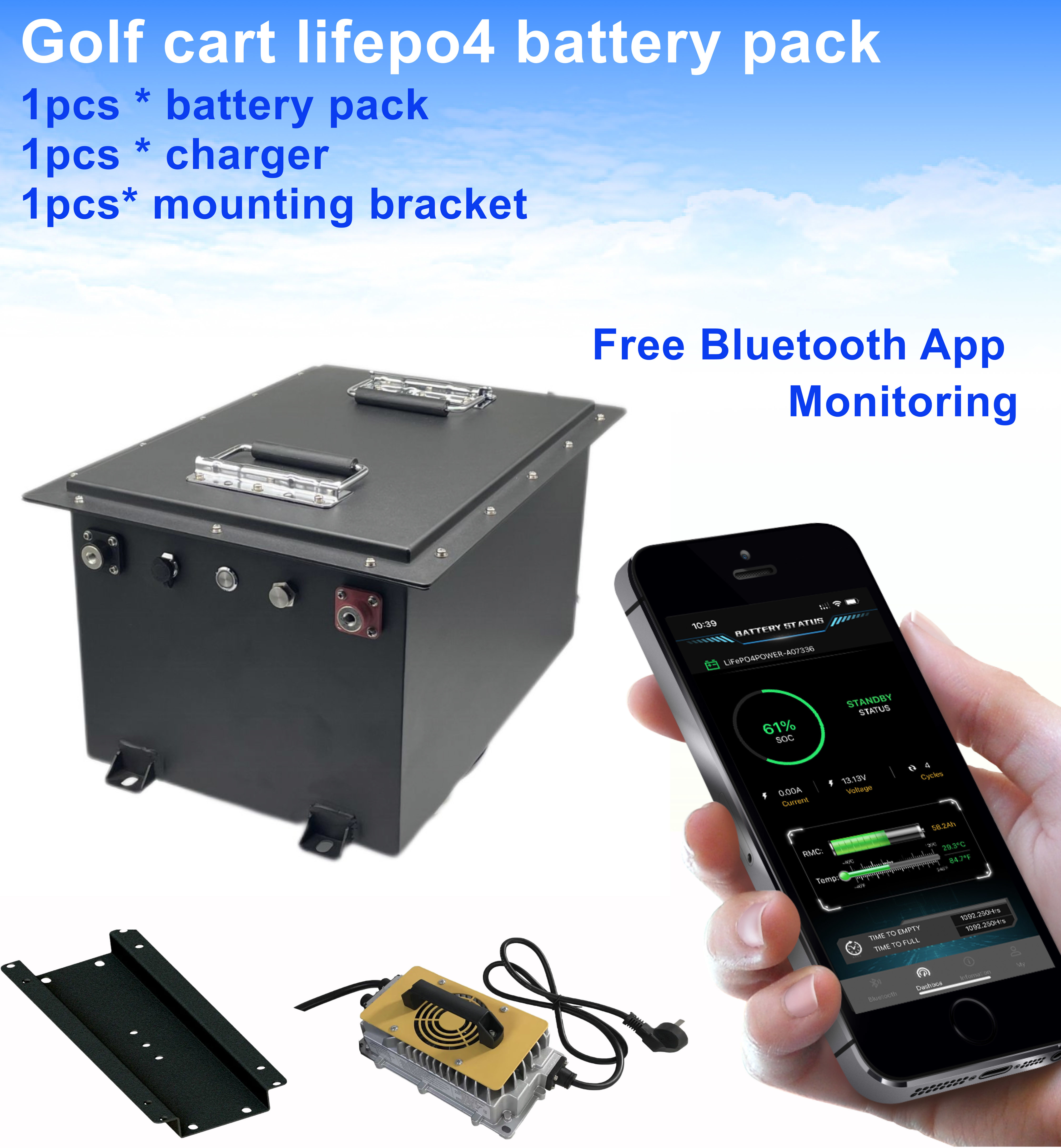 36V 100Ah Lithium Golf Cart Battery Pack Golf Car LiFePO4 Battery Pack
