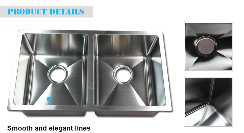 Household Double Bowl Undermount Stainless Steel Kitchen Sink No Faucet / Undermount Kitchen Sink