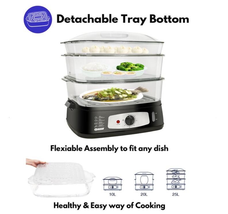 25L Electric Rice Cooker With Steamer Cooker Electric Food Steamers