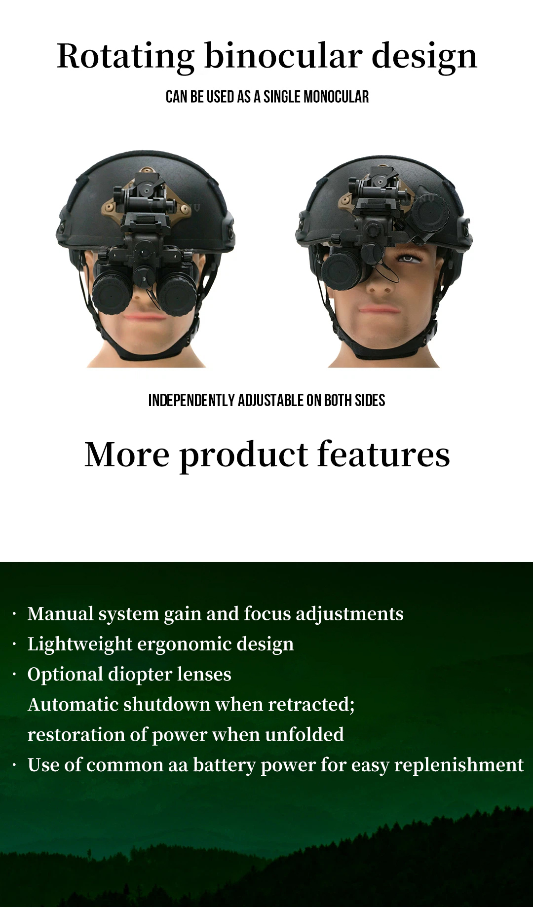 UND-31 Gen2+ dula tube image intensifier tube with PVS 31 helmet night vision goggles binocular nightvision scope
