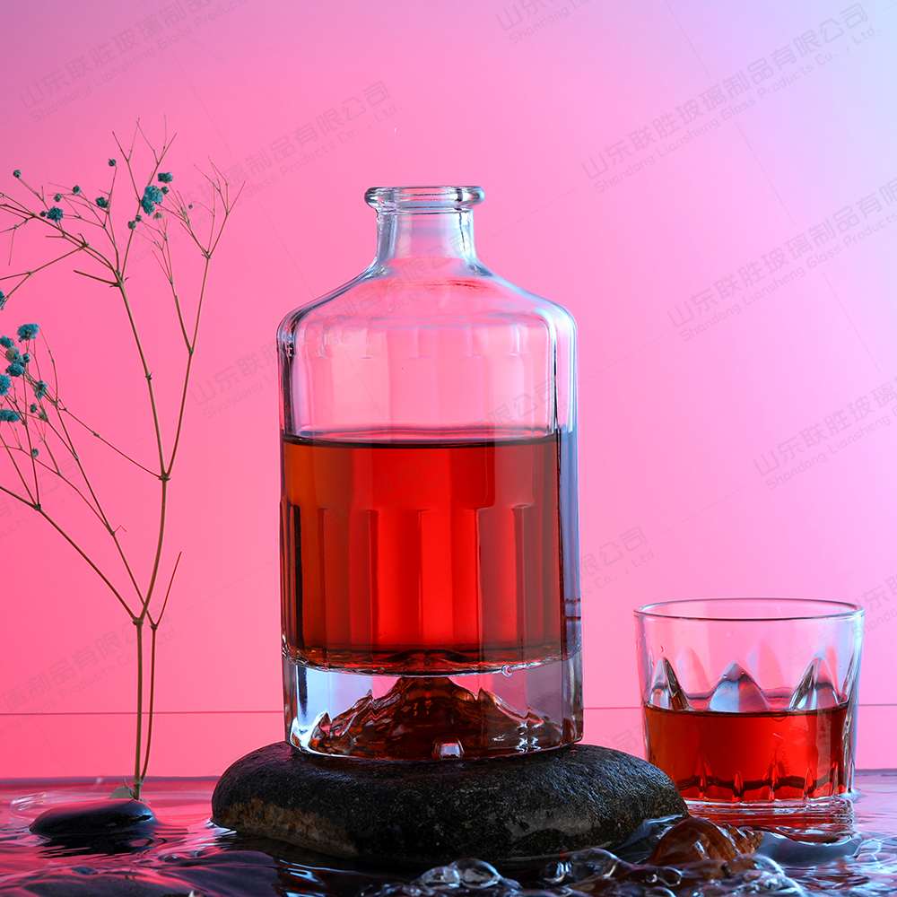 375ml 750ml Clear Wine Liquor Whisky Glass Bottle with Acceptable Customer's Logo