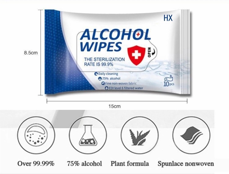 Anti-Bacterial Disposable Sanitizing Cleaning 75% Ethanol Disinfecting Wet Wipes