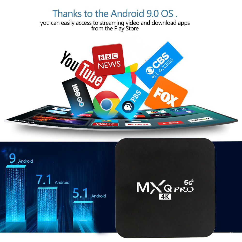 MXQ Pro Android 7.1 smart TV Box 2GB RAM 16GB ROM Amlogic S905W Chip 2.4G 5G WiFi 4K Google Youtube Media Player MXQ Set