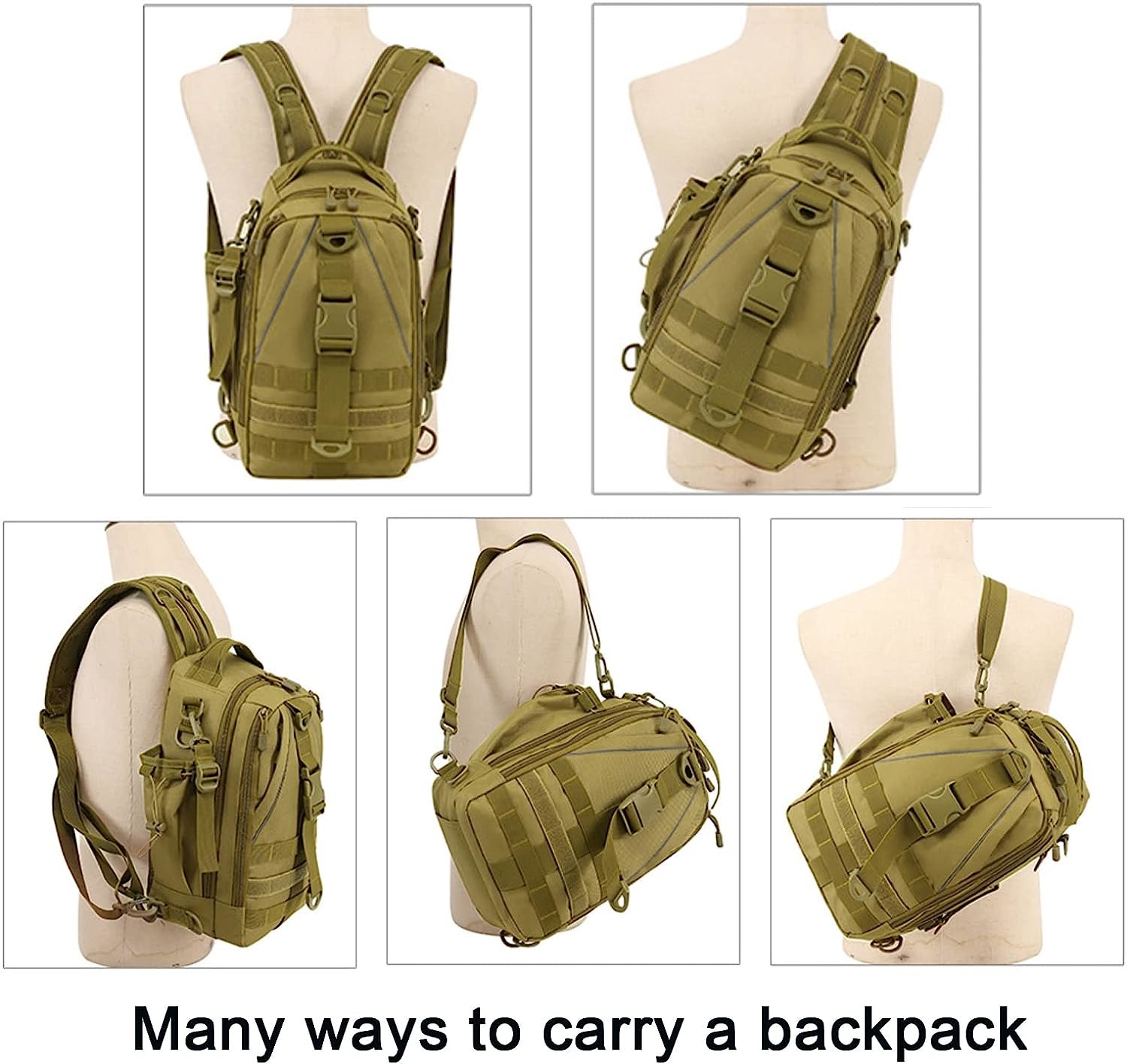 Fishing Tackle Box Storage Sling Bag Outdoor Shoulder Backpack Cross Body Sling Gear for Pond Hopper Hiking Hunting