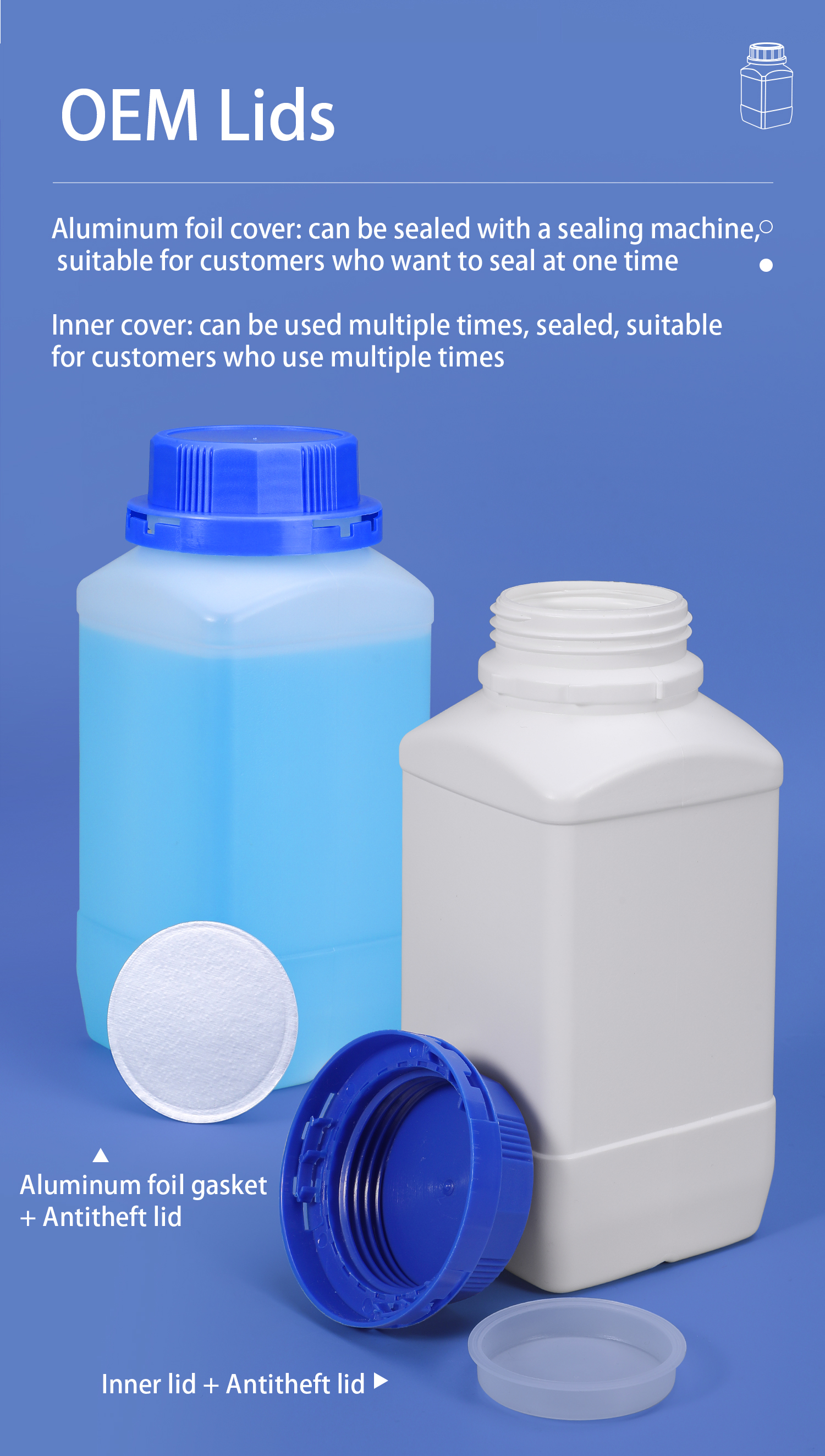 Screw Cap Sealing Type lab Plastic Hdpe Bottle 500ml 250ml 1000ml OEM