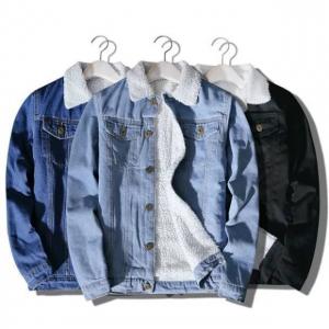 Buy cheap Light Blue 100% Cotton On Denim Jacket , Machine Washed Fleece Lined Jeans Jacket product