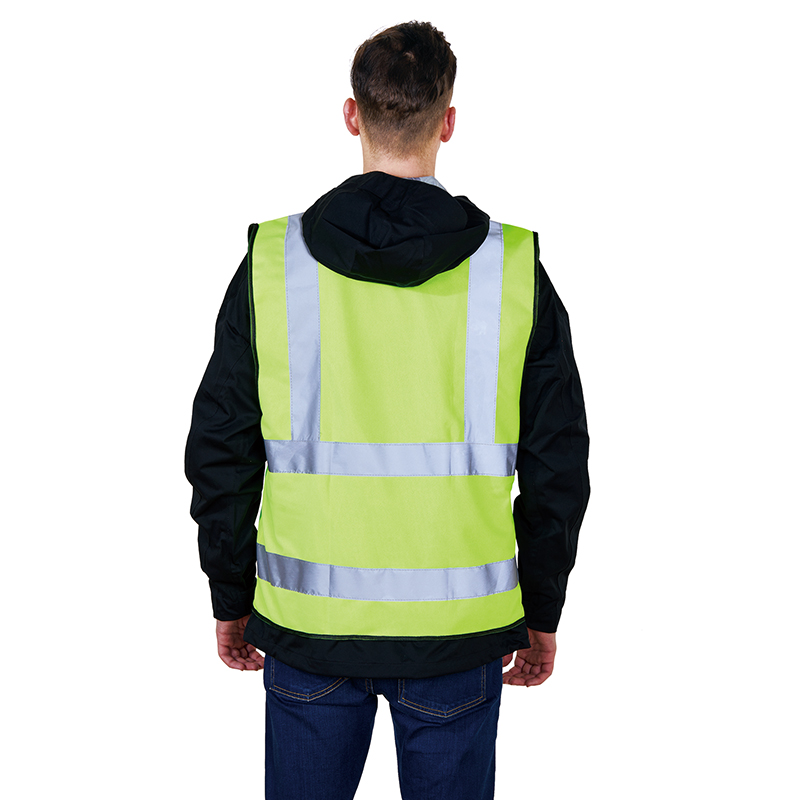 Unisex R128 Zipper Closure Reflective Warning Safety Clothing Vest with Multi Pockets