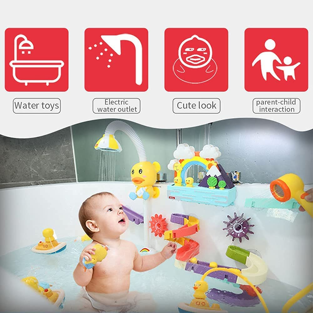 Summer Water Playing ABS Unisex Yellow Duck Electric Shower Toy for Baby Fun Time