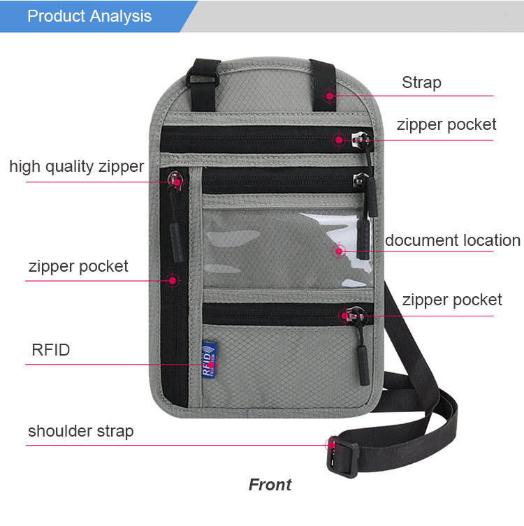 Wholesale Portable Passport Cover Bag Breathable Phone Wallets Unisex Zipper Shoulder Crossbody Bag