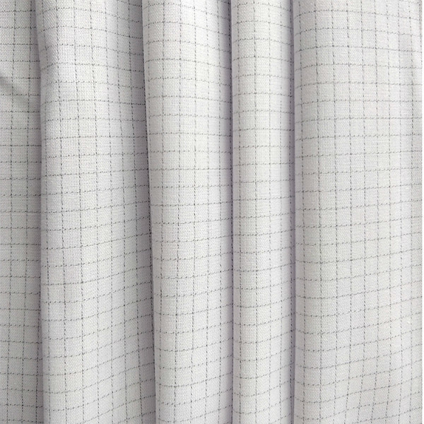 White Cotton Polyester Carbon 4mm Grid Anti Static Tessuto Panno