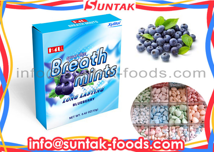 Round Sugar Free Low Calorie Candy With Blue Berry Flavor Paper Box