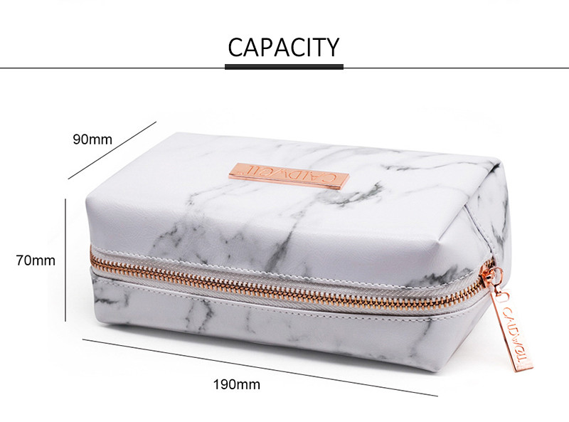 Fashion Custom Logo Portable White Marble Cosmetic Bag Luxury