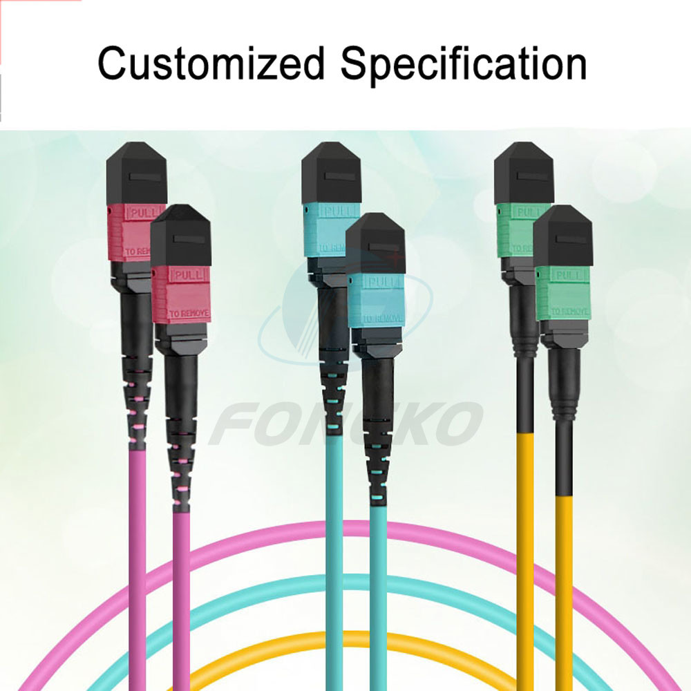 1 Meter 12 Cores OM4 MPO Fiber Optic Patch Cord And Pigtail Jumper For Data Center