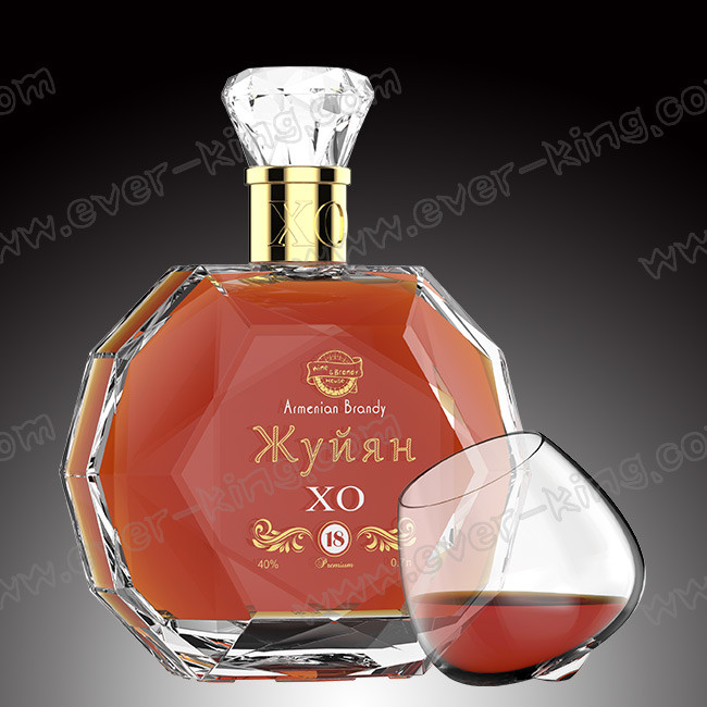Custom Luxury Diamond Spirits Brandy Glass Bottle 700Ml
