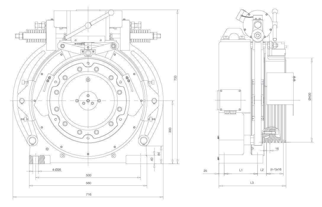 Permanent Magnet Synchronous Elevator Motor / Gearless Elevator Traction Machine With Outer Rotor Structure