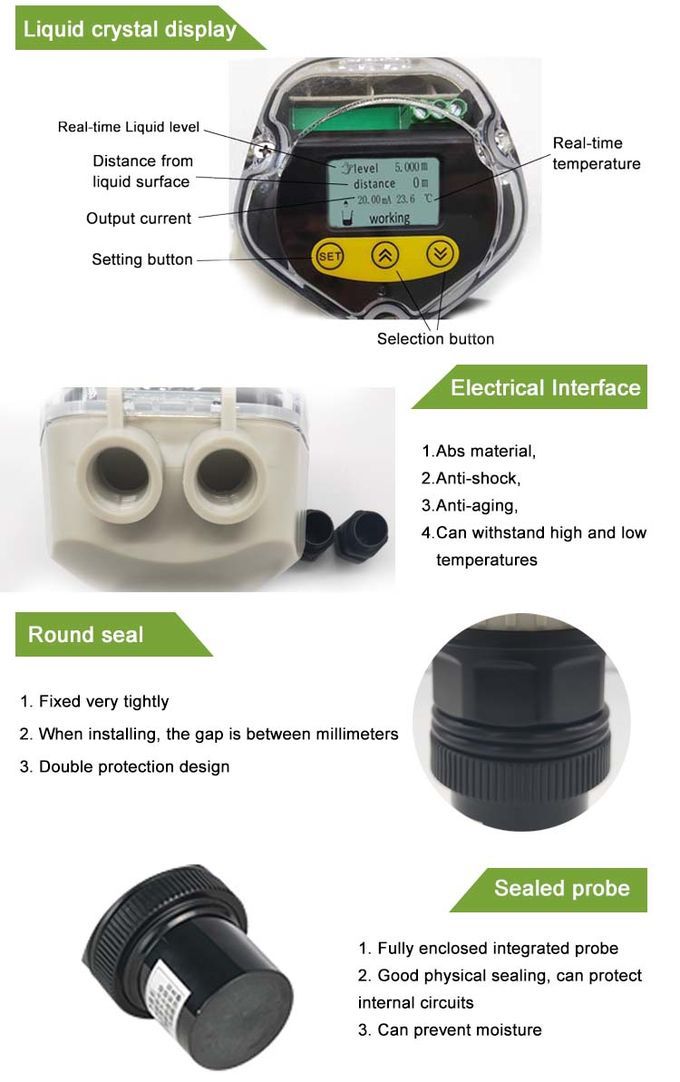 High Accuracy Ultrasonic Fuel Level Meter Water Resistant With 4-20mA Output