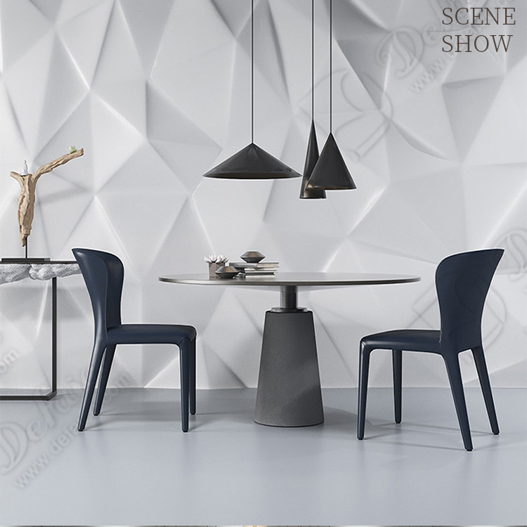 H80cm Black PU Leather Dining Chairs with Steel Shaped Cotton Inner Frame