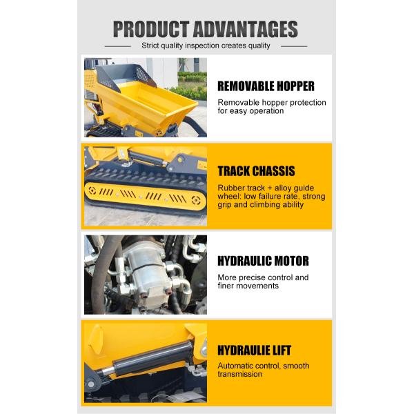 Mini Transporter Tracked Dumper 500KG Load All Terrain Crawler Dumper Gasoline for Sale