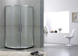 Bright Silver Curve Shower Partitions Aluminum Alloy Two sliding Clear Tempered Glass