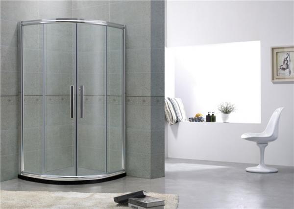 Quality Bright Silver Curve Shower Partitions Aluminum Alloy Two sliding Clear Tempered Glass for sale