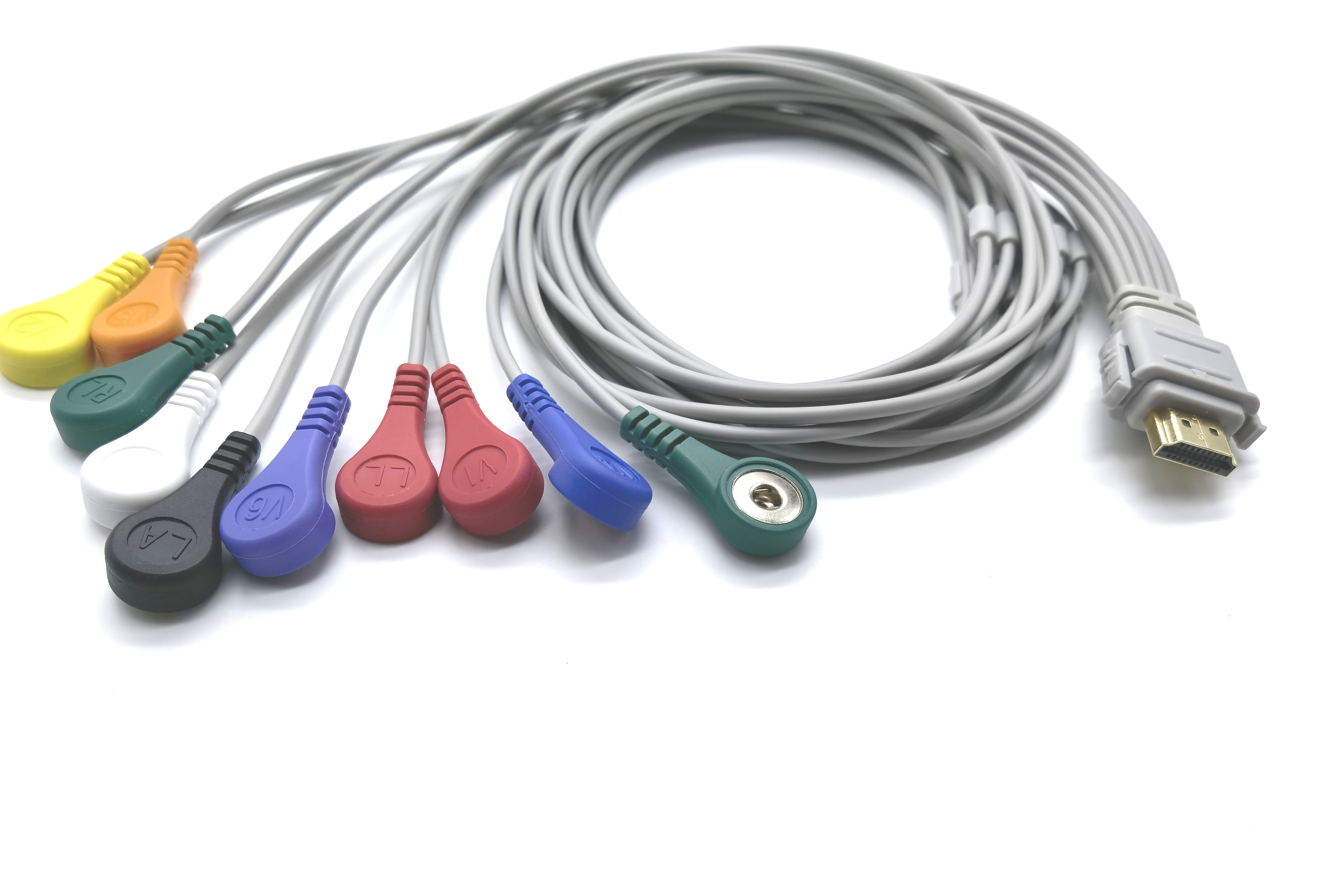 BIOX CB-2301-A 10 Leads IEC/AHA Snap/Clip Medical ECG Cable 1m
