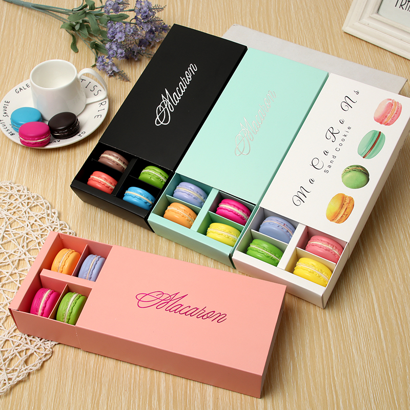 Rectangle Foldable Paper Divider Inserts Box for 12 Macarons Luxury Macaron Gift Box