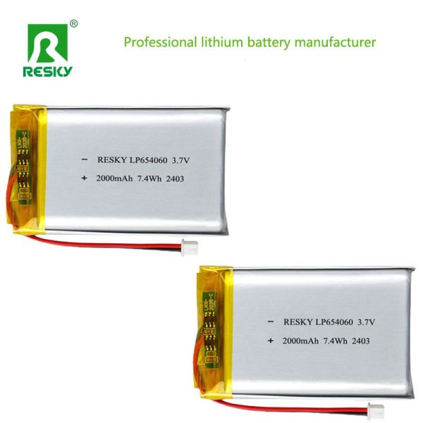 654060 3.7v 2000mAh 7.4wh Rechargeable Lithium Polymer Battery Cell For Speakers