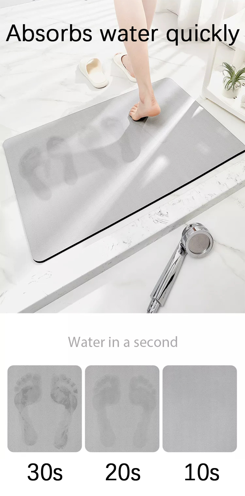 Upgrade Your Bathroom with Non Slip Diatom Bath Mats from Earth Diato Blue and Thin