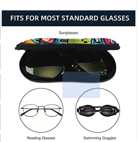 Nylon Zipper EVA Glasses Case Portable 1 Inch Height