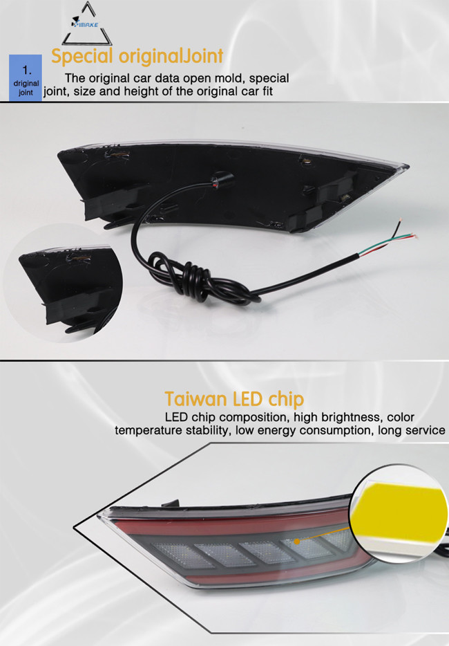 LED Rear Bumper Reflector Light For Ford Escape Kuga Ecosport Hatchback 2014-2019