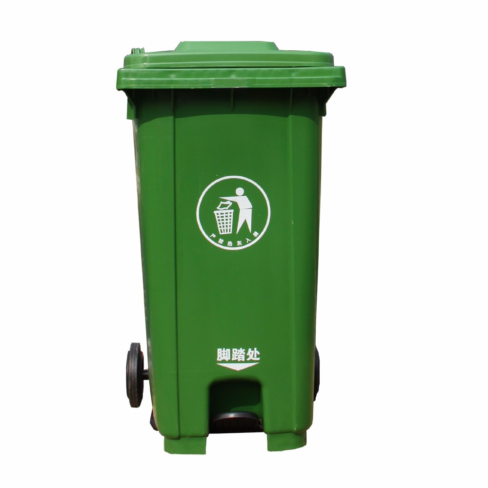 Big Rubbish Mobile Garbage Rubbish Bin Trash Can Good Quality 120L Plastic Outdoor Rolling Cover Type Standing Rectangular
