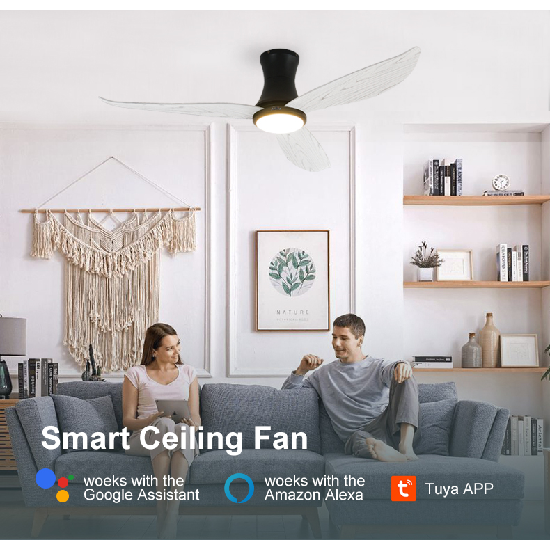Low Ceiling Safety Protect LED Ceiling Fan with 6 Speed Choice and Elegant Design